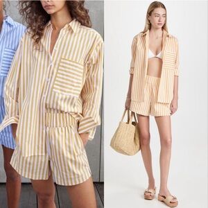 AYR The Deep End Button Down Shirt Yellow White Stripe XS